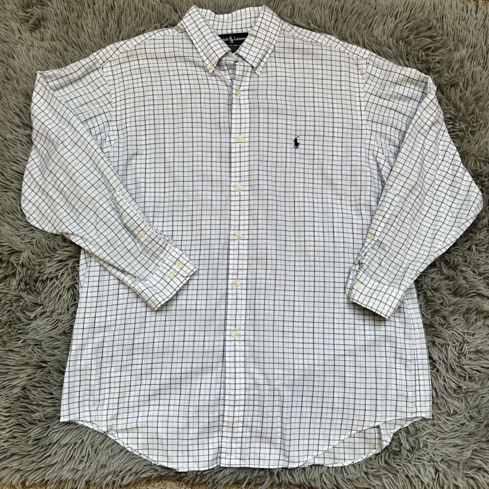 Ralph Lauren Yarmouth Cotton Checked Button Down, Size 16.5 32/33